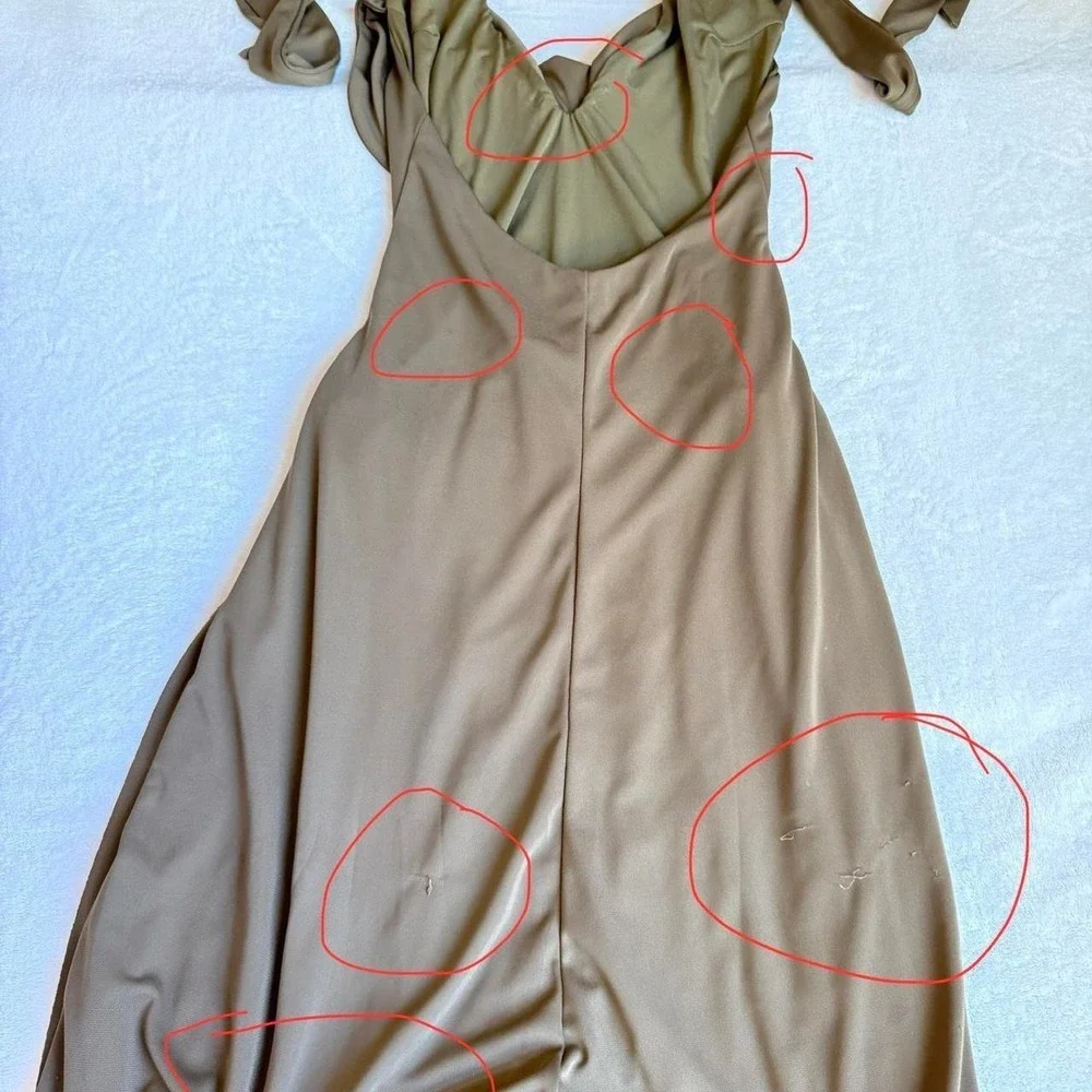 Club L London Olive Plunge-Neck Maxi Dress With Knot-Detail And Open-Back